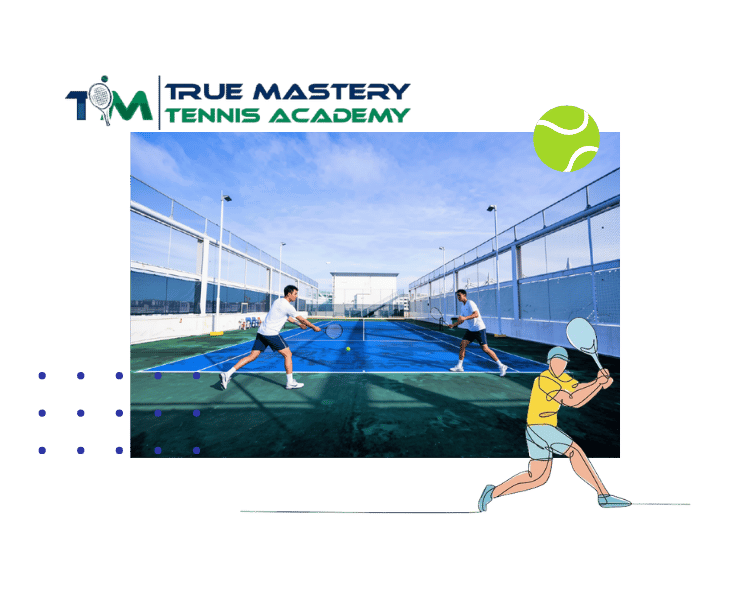 Coach teaching a forehand during tennis lessons in Jurong West on a condo court